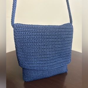 The Sak Crochet Shoulder Purse Cornflower Blue Perfect for Travel 6" X 8.5”